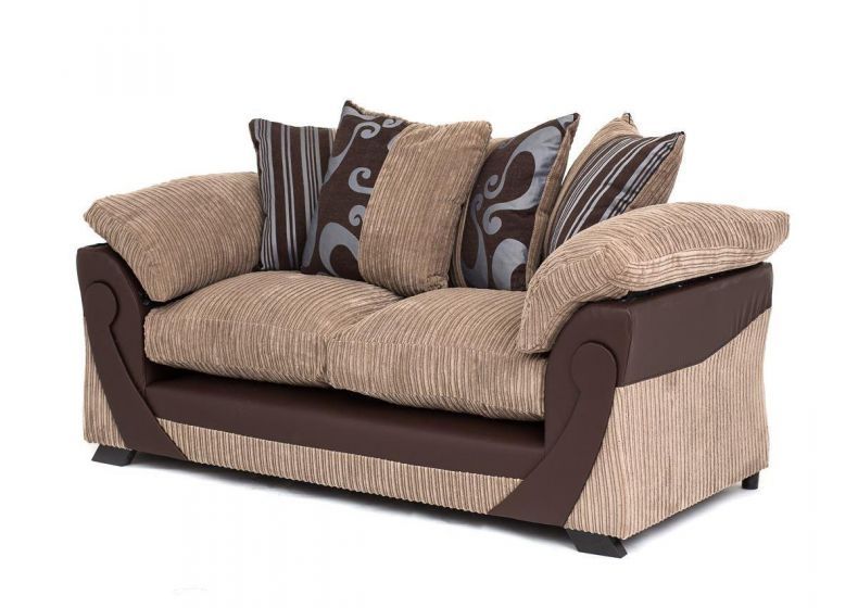 Illusion Cord Chenille & Faux Leather 3 Seater and 2 Seater Sofa Set