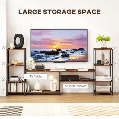 HOMCOM TV Unit for TVs up to 60 Inches, Industrial TV Stand with Storage Shelves, Entertainment Centre for Living Room, Bedroom