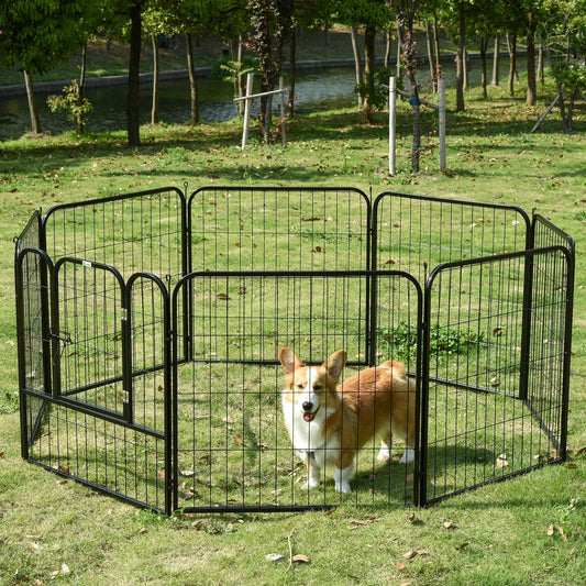 PawHut 4 Sizes Dog Pens Pet Puppy PlayPen Rabbit Puppy Cage Folding Run Fence Garden Metal Hutch