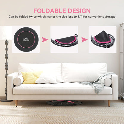 HOMCOM 45" Foldable Mini Fitness Trampoline, with Adjustable Foam Handle, Pink