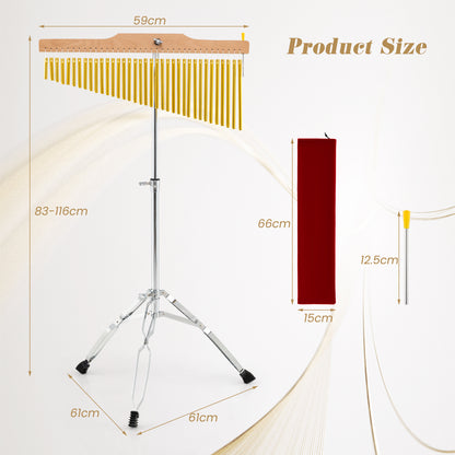 36-Bar Chimes Percussion Instrument with Portable Bag-Golden