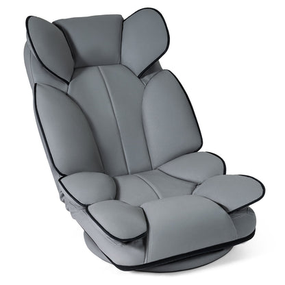 360 Degree Swivel Floor Gaming Chair Folding Lazy Lounger Couch with 6-Position Adjustable Backrest-Grey