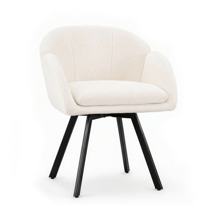 360° Swivel Accent Chair Upholstered Chenille Armchair with Metal Base-Beige