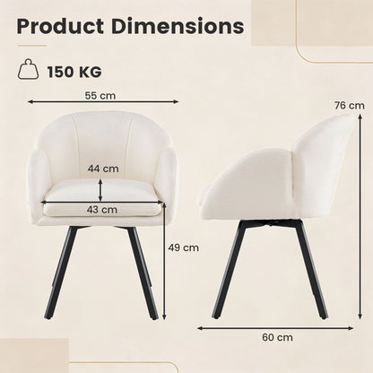 360° Swivel Accent Chair Upholstered Chenille Armchair with Metal Base-Beige