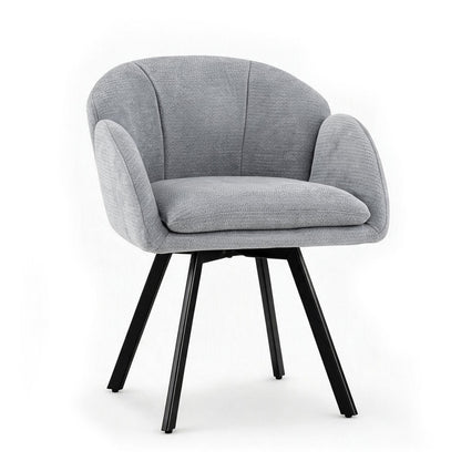 360° Swivel Accent Chair Upholstered Chenille Armchair with Metal Base-Grey
