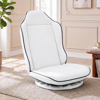 360° Swivel Floor Gaming Chair with Adjustable Backrest & Padded Cushion for Reading-White