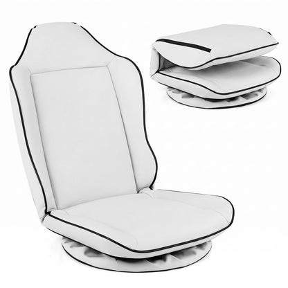 360° Swivel Floor Gaming Chair with Adjustable Backrest & Padded Cushion for Reading-White