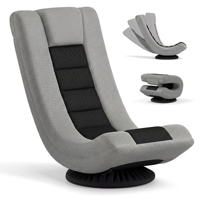 360° Swivel Gaming Chair 4 Position Adjustable Folding Floor Sofa-Black and Grey
