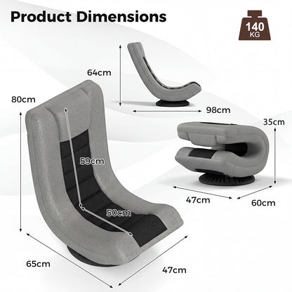 360° Swivel Gaming Chair 4 Position Adjustable Folding Floor Sofa-Black and Grey