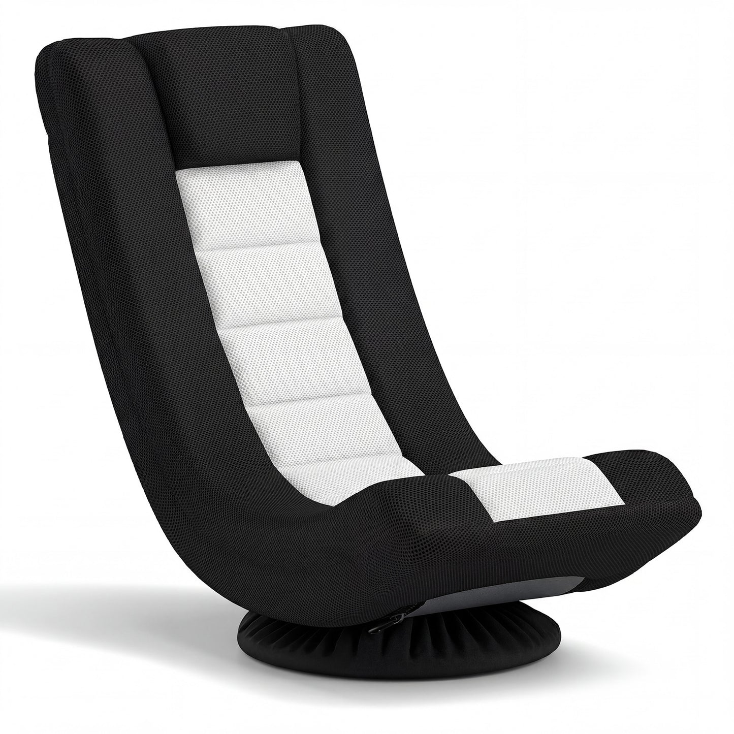 360° Swivel Gaming Chair 4 Position Adjustable Folding Floor Sofa-Black and White