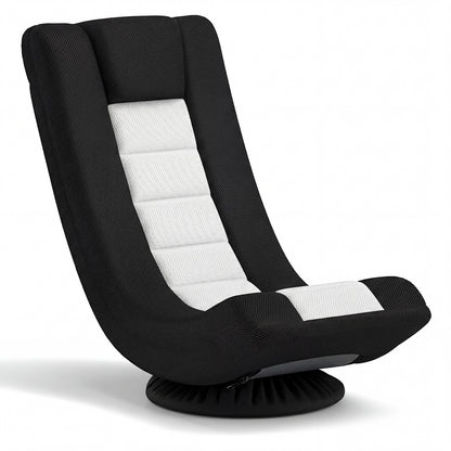 360° Swivel Gaming Chair 4 Position Adjustable Folding Floor Sofa-Black and White