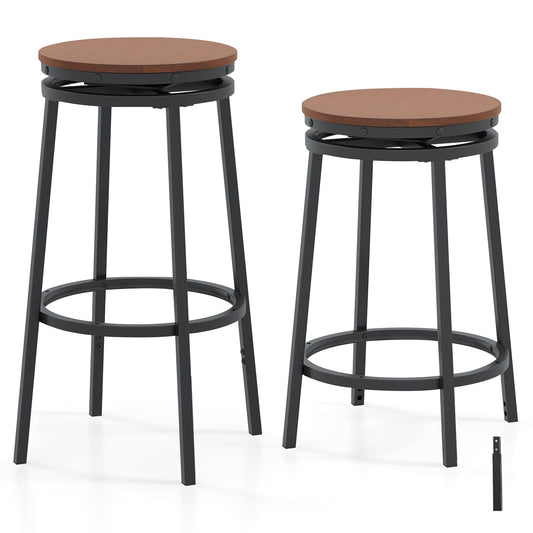 360° Swivel Bar Stools Set in Brown