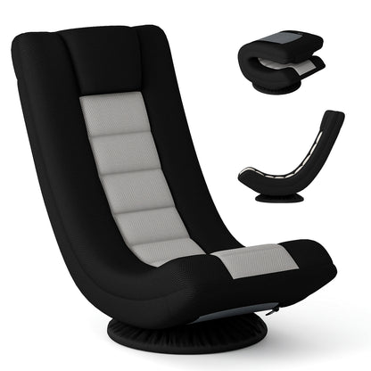 360° Swivel Gaming Chair 4 Position Adjustable Folding Floor Sofa-Grey