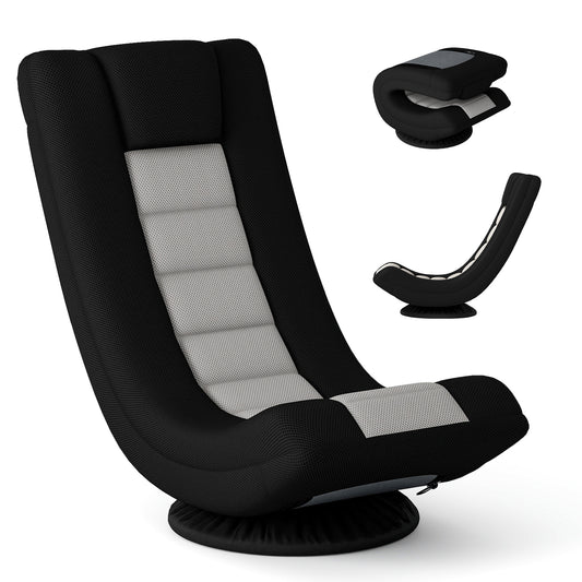 360° Swivel Gaming Chair 4 Position Adjustable Folding Floor Sofa-Grey
