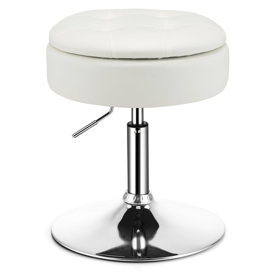 360° Swivel Vanity Stool with Removable Tray Lid-White