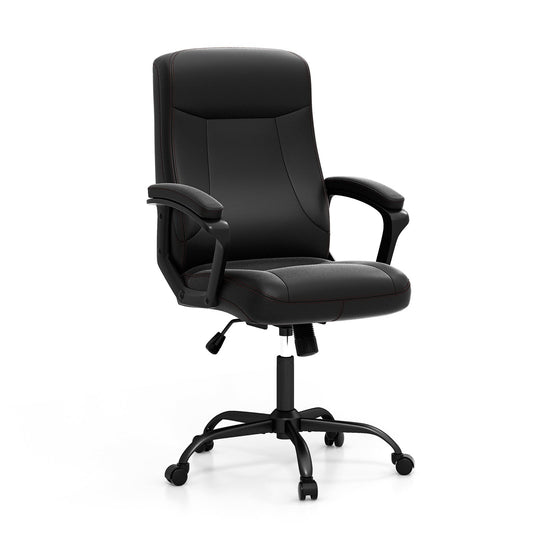 Fotel biurowy obrotowy 360° z ergonomicznym wysokim oparciem i wbudowanymi podłokietnikami