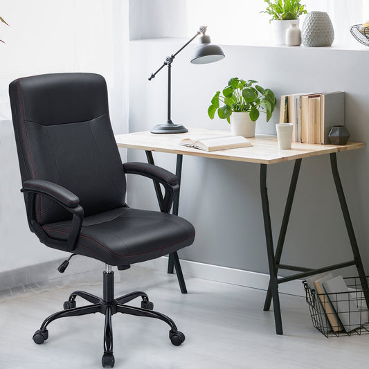 Fotel biurowy obrotowy 360° z ergonomicznym wysokim oparciem i wbudowanymi podłokietnikami