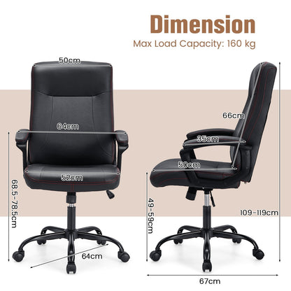 360° Swivel Task Chair with Ergonomic High Back and Built-in Armrests