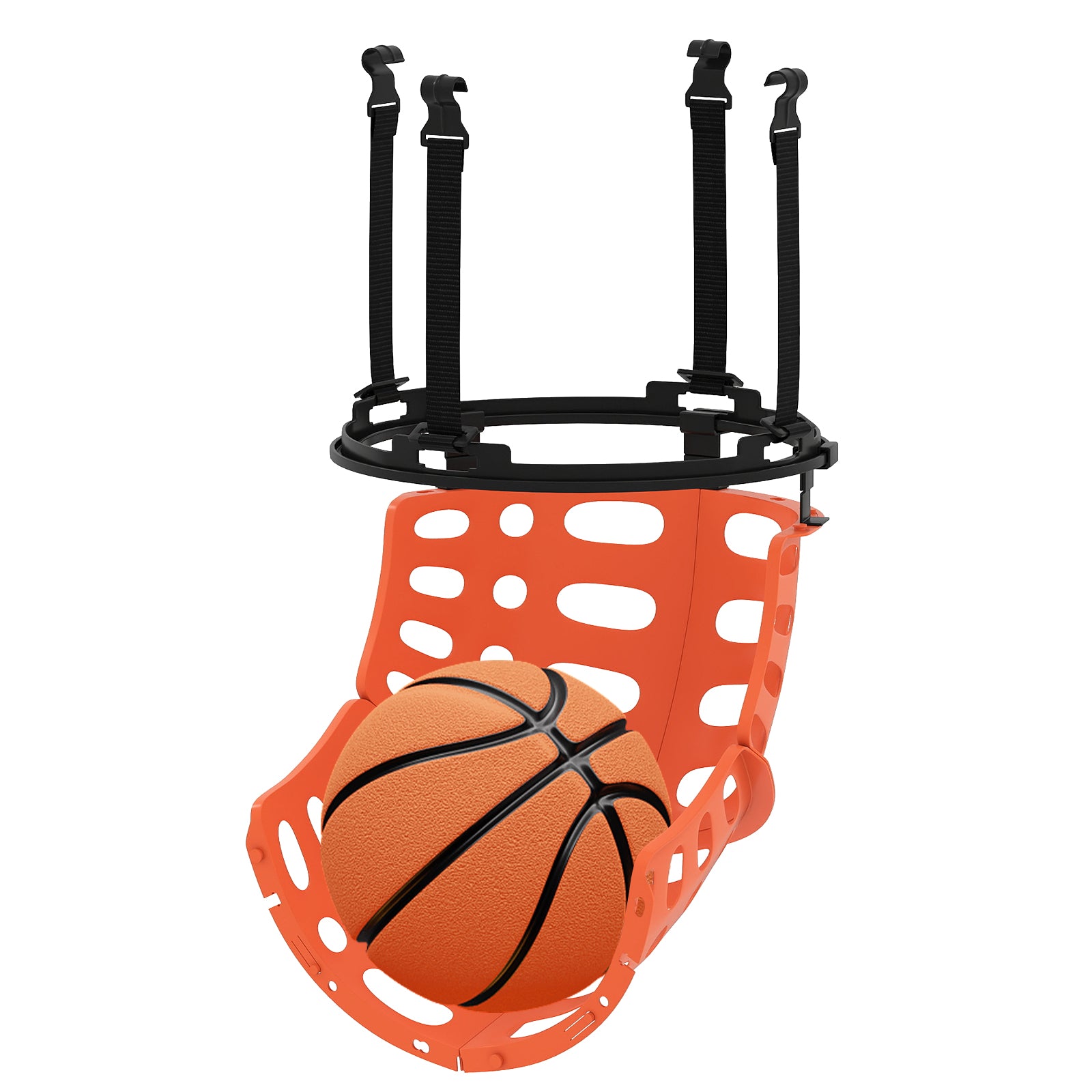 360° rotating basketball rebounder with 4 tool-free hooks