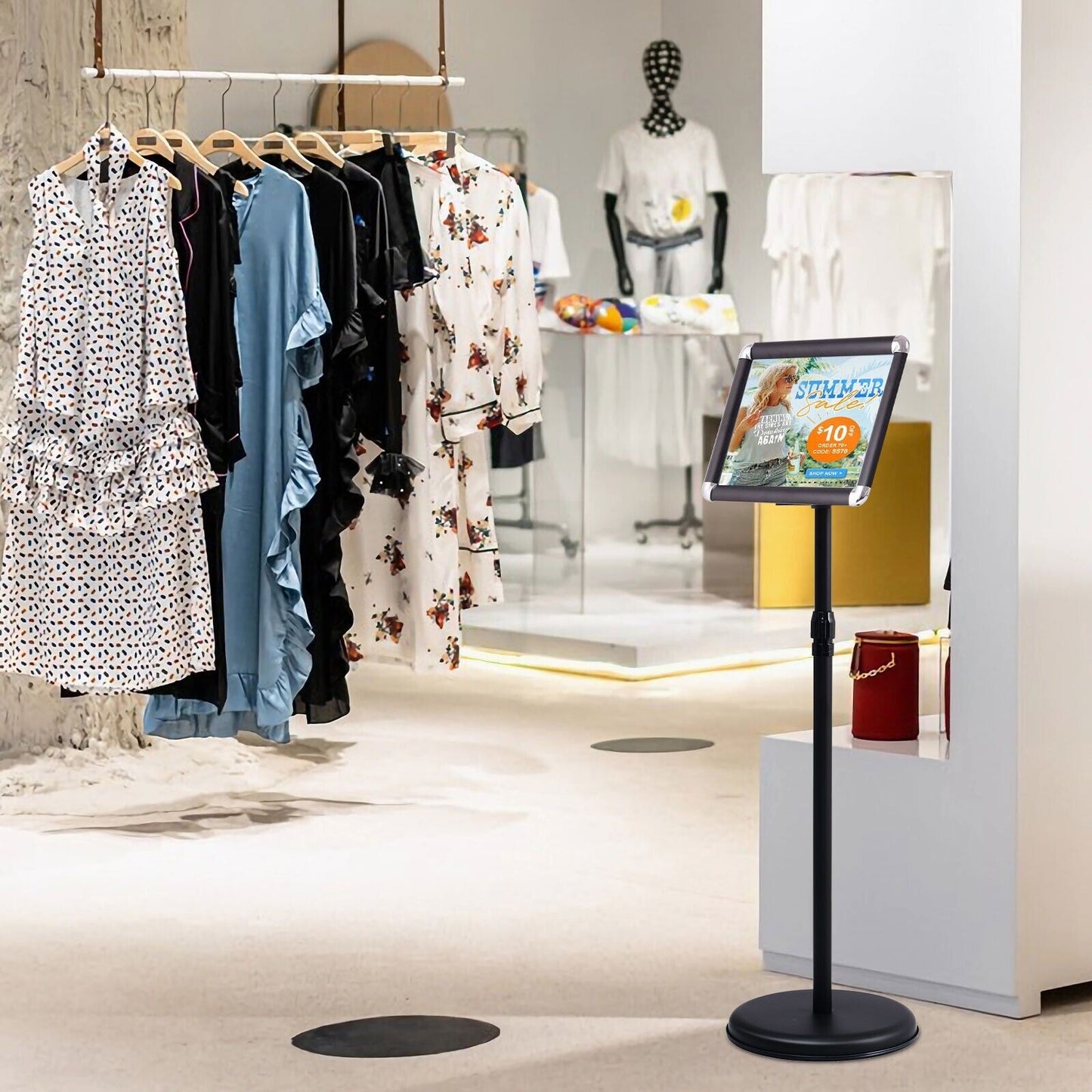 360 Degrees Rotatable A4 Poster Stand with Adjustable Height-Black