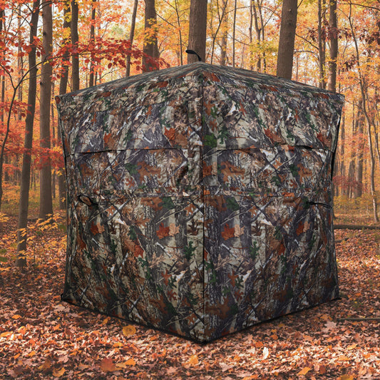 360 Degree One-way See-through Hunting Blind 4 People Ground Blind with Silent-slide Windows