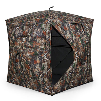 360 Degree One-way See-through Hunting Blind 4 People Ground Blind with Silent-slide Windows