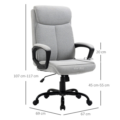 Vinsetto High Back Home Office Chair Swivel Computer Chair Adjustable Height, Light Grey