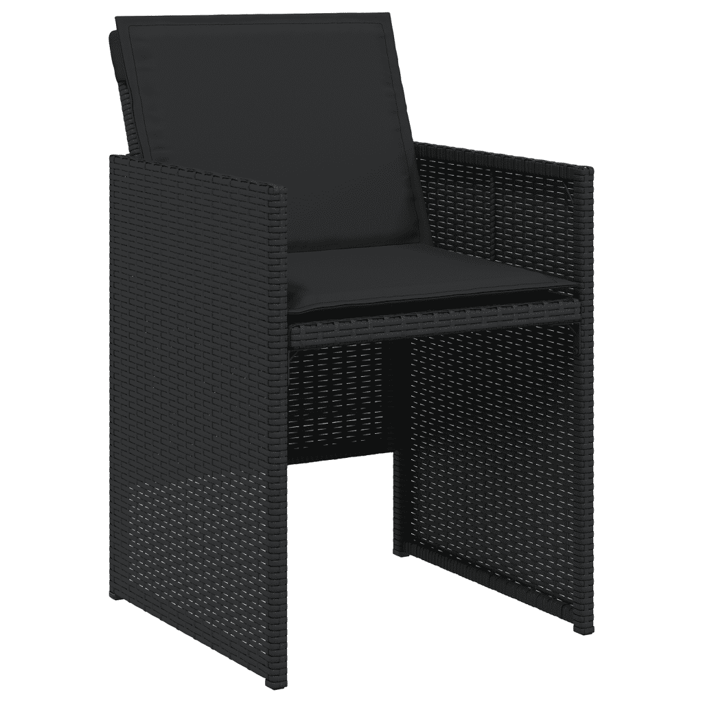 vidaXL 5 Piece Garden Dining Set with Cushions Black Poly Rattan 3