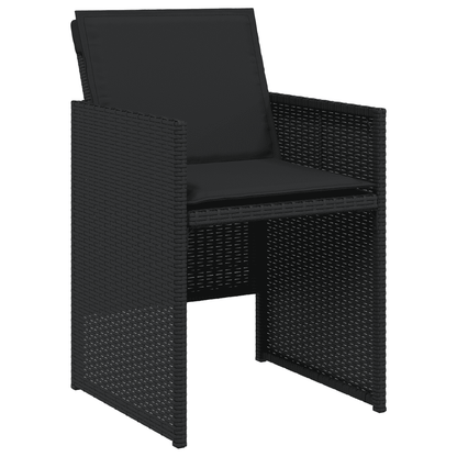 vidaXL 5 Piece Garden Dining Set with Cushions Black Poly Rattan 3