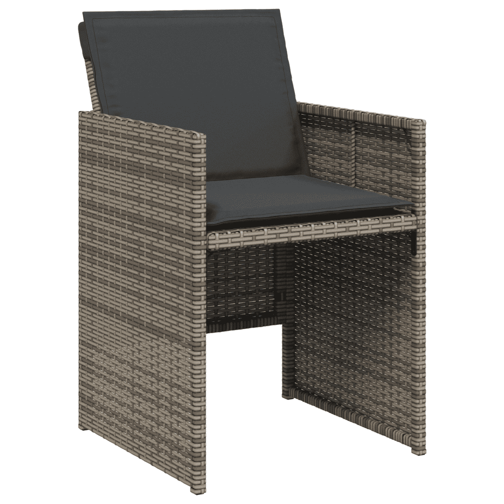 vidaXL 5 Piece Garden Dining Set with Cushions Grey Poly Rattan 3