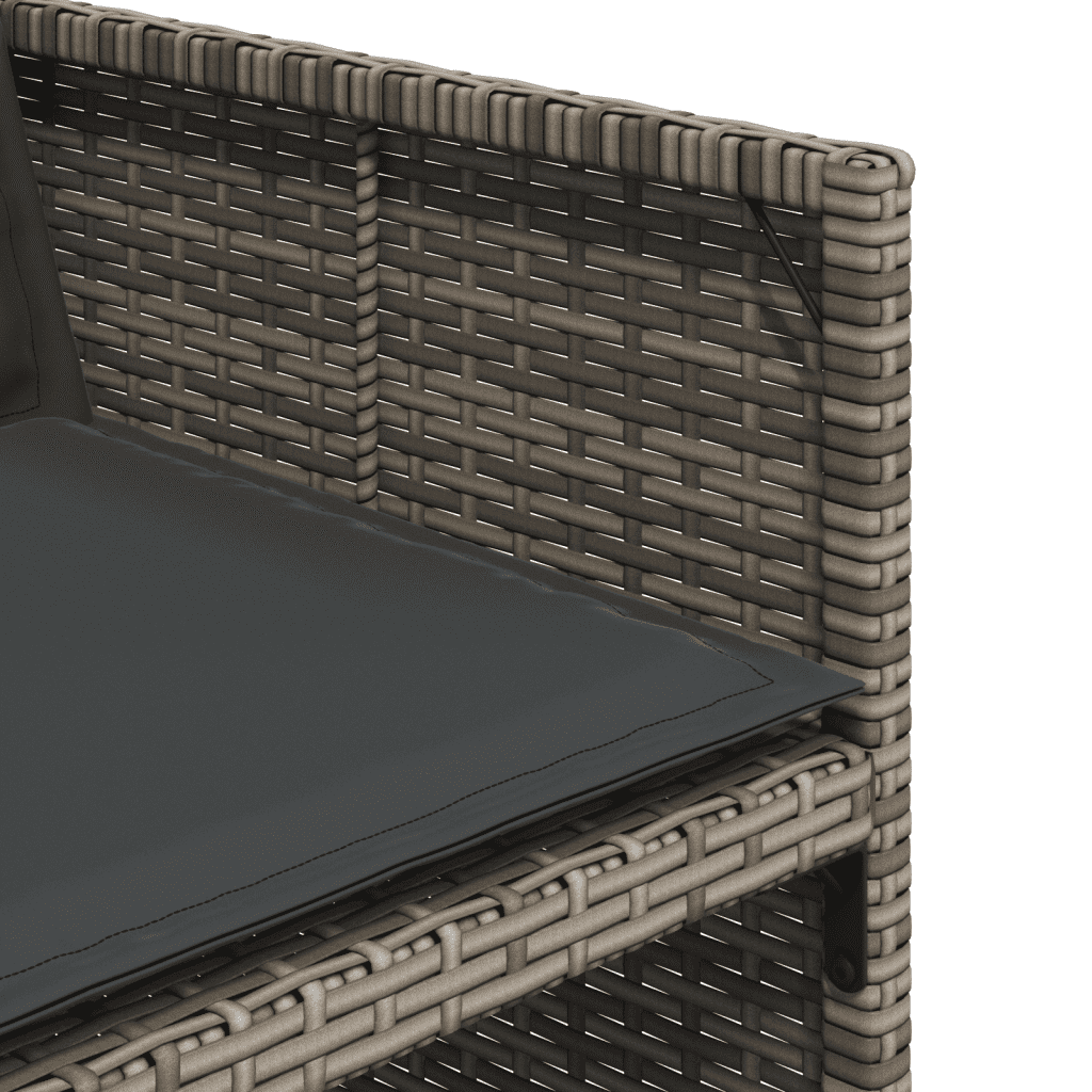 vidaXL 5 Piece Garden Dining Set with Cushions Grey Poly Rattan 6