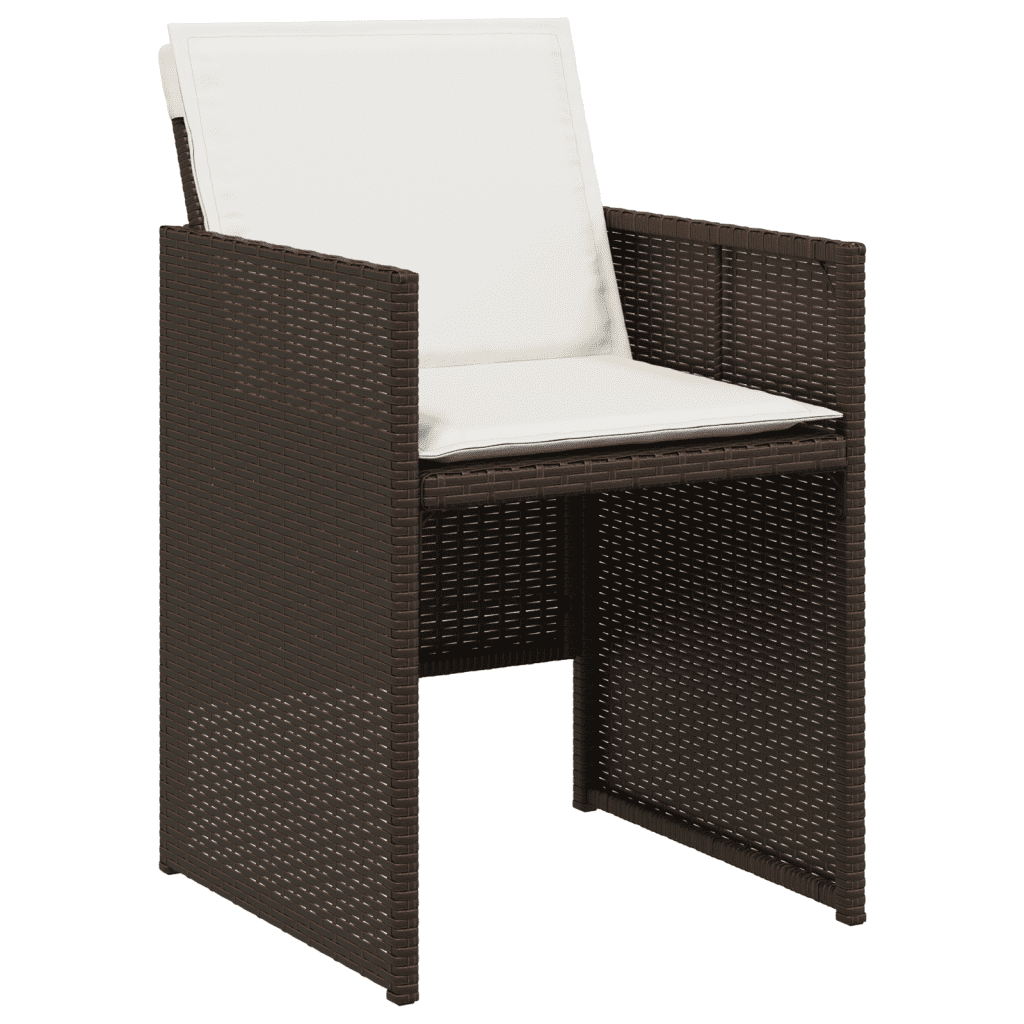 vidaXL 7 Piece Garden Dining Set with Cushions Brown Poly Rattan 3