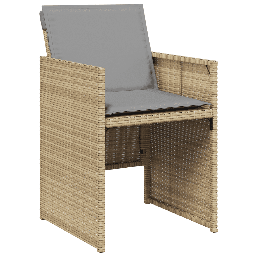 vidaXL 9 Piece Garden Dining Set with Cushions Mix Beige Poly Rattan 4