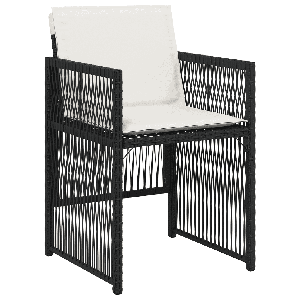 vidaXL 7 Piece Garden Dining Set with Cushions Black Poly Rattan 3