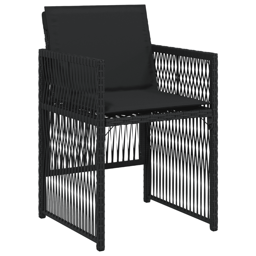 vidaXL 7 Piece Garden Dining Set with Cushions Black Poly Rattan 3