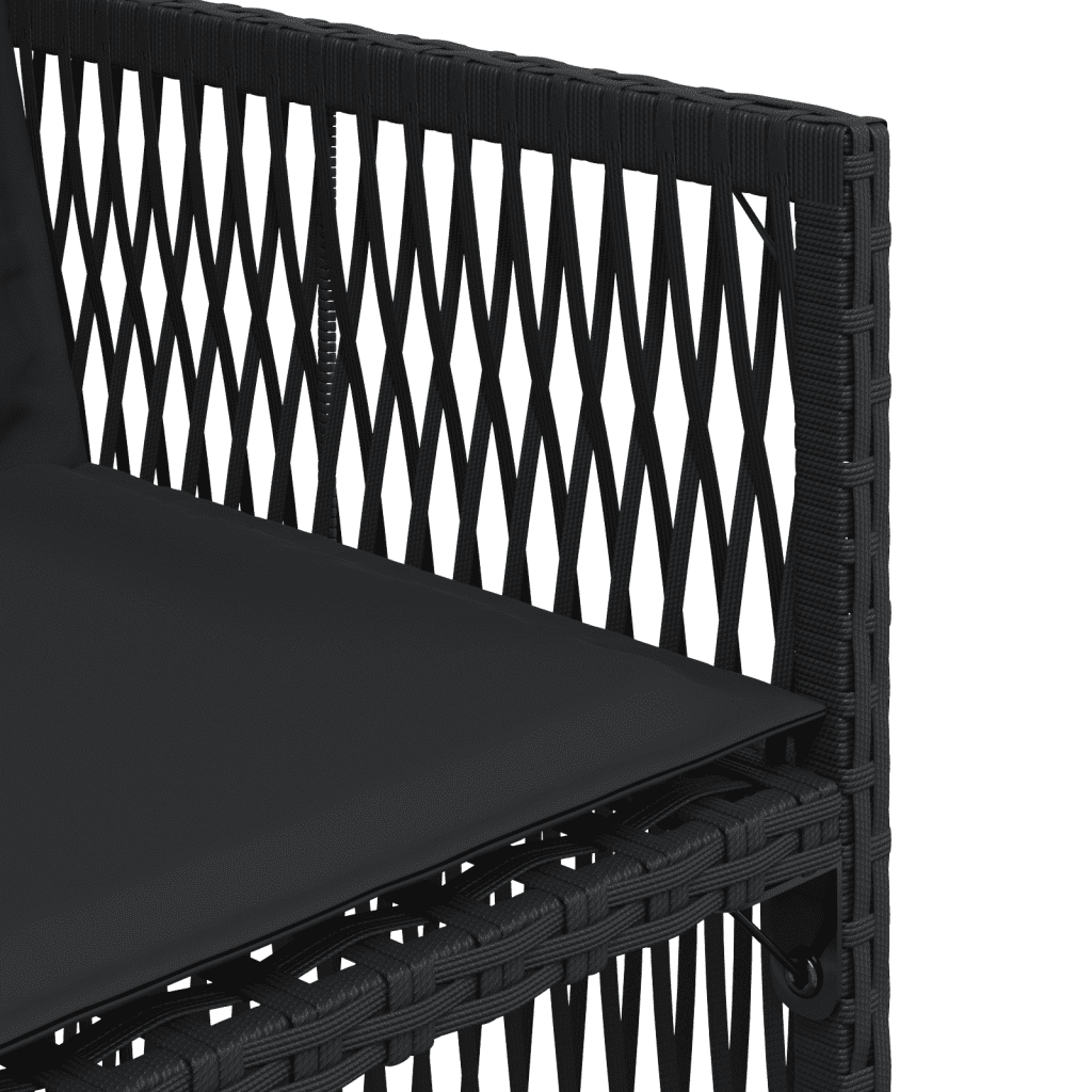 vidaXL 7 Piece Garden Dining Set with Cushions Black Poly Rattan 6