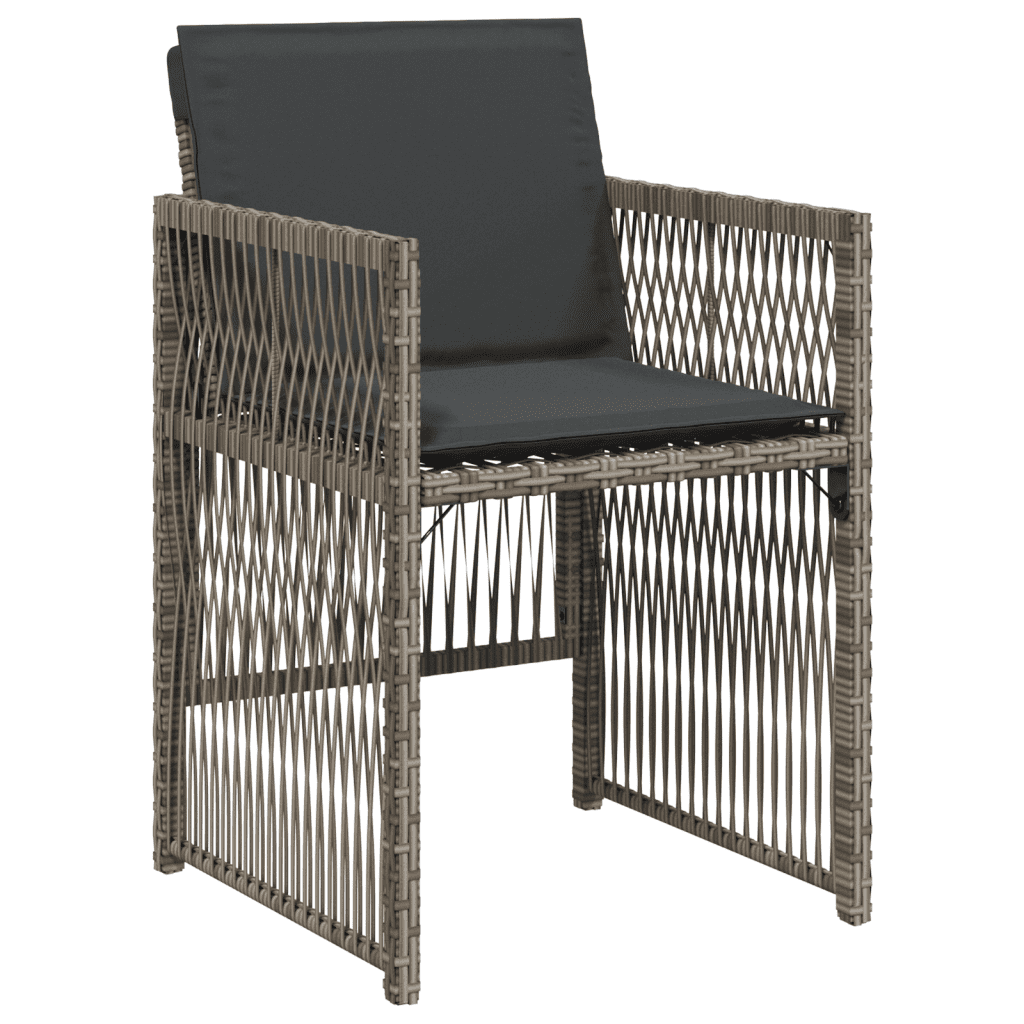 vidaXL 7 Piece Garden Dining Set with Cushions Grey Poly Rattan 3