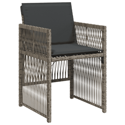 vidaXL 7 Piece Garden Dining Set with Cushions Grey Poly Rattan 3