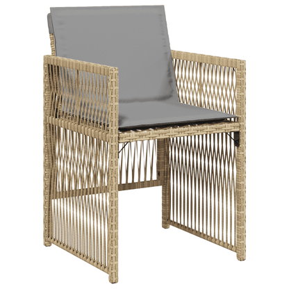 vidaXL 9 Piece Garden Dining Set with Cushions Mix Beige Poly Rattan 4