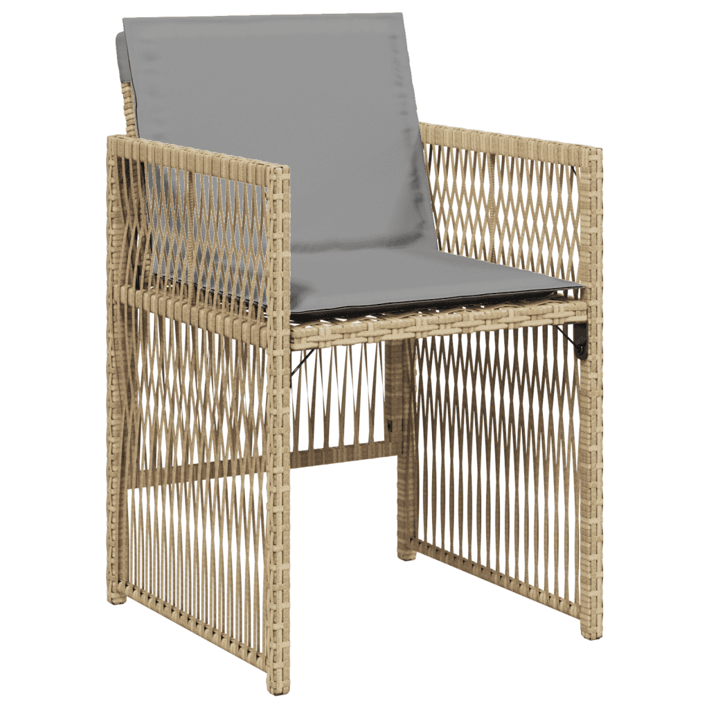 vidaXL 7 Piece Garden Dining Set with Cushions Mix Beige Poly Rattan 3
