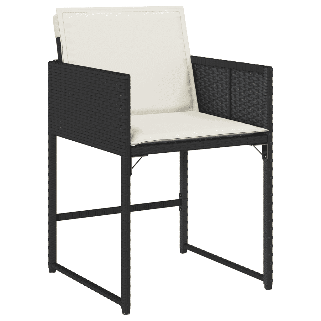 vidaXL 9 Piece Garden Dining Set with Cushions Black Poly Rattan 3