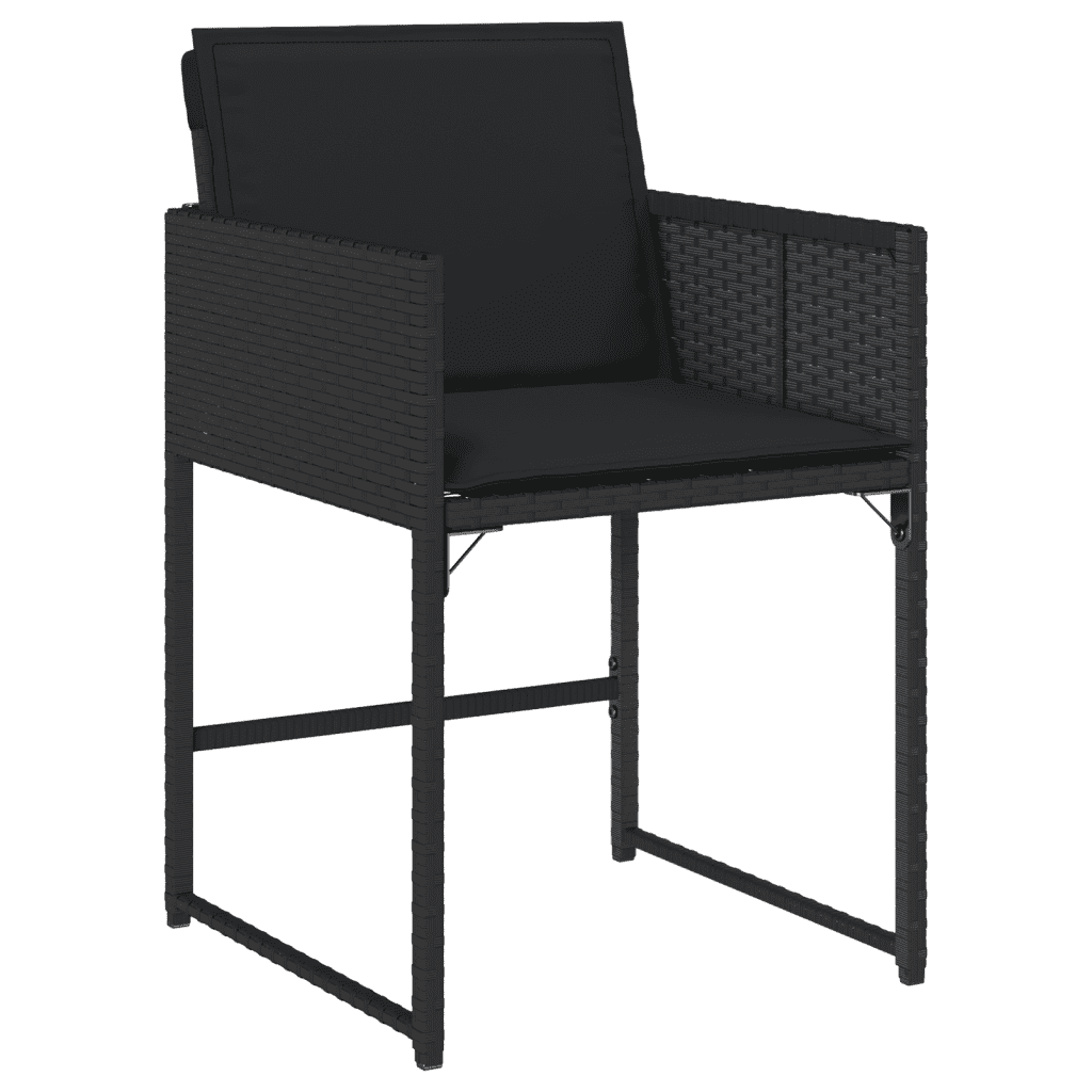 vidaXL 9 Piece Garden Dining Set with Cushions Black Poly Rattan 3