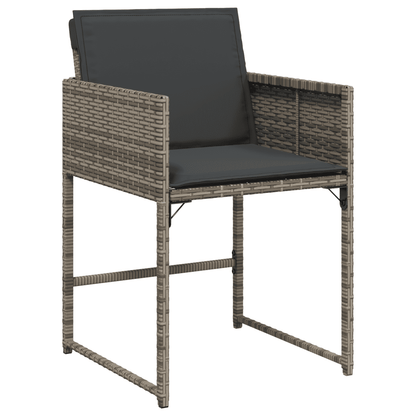 vidaXL 9 Piece Garden Dining Set with Cushions Grey Poly Rattan 3