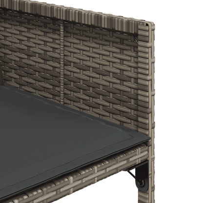 vidaXL 9 Piece Garden Dining Set with Cushions Grey Poly Rattan 5
