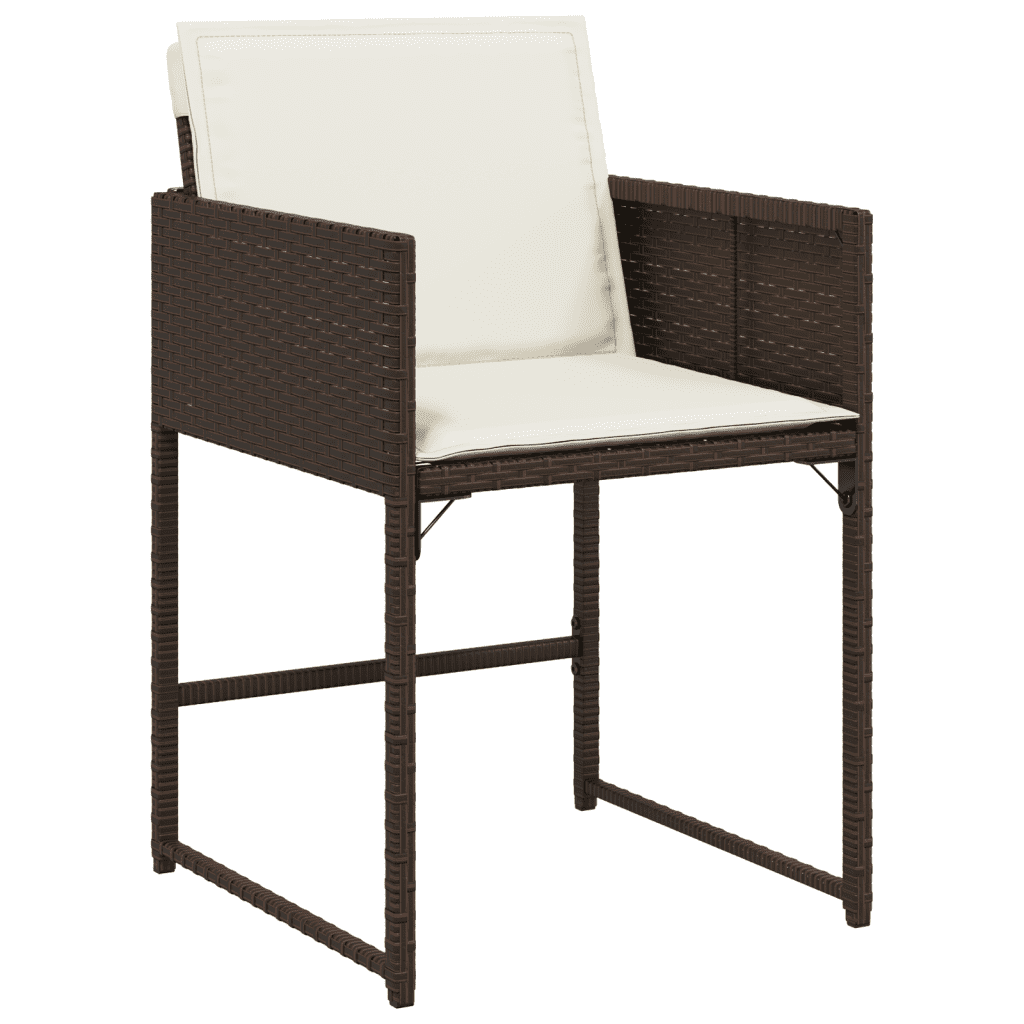 vidaXL 11 Piece Garden Dining Set with Cushions Brown Poly Rattan 3