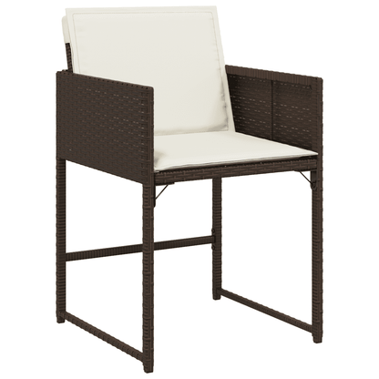 vidaXL 9 Piece Garden Dining Set with Cushions Brown Poly Rattan 3