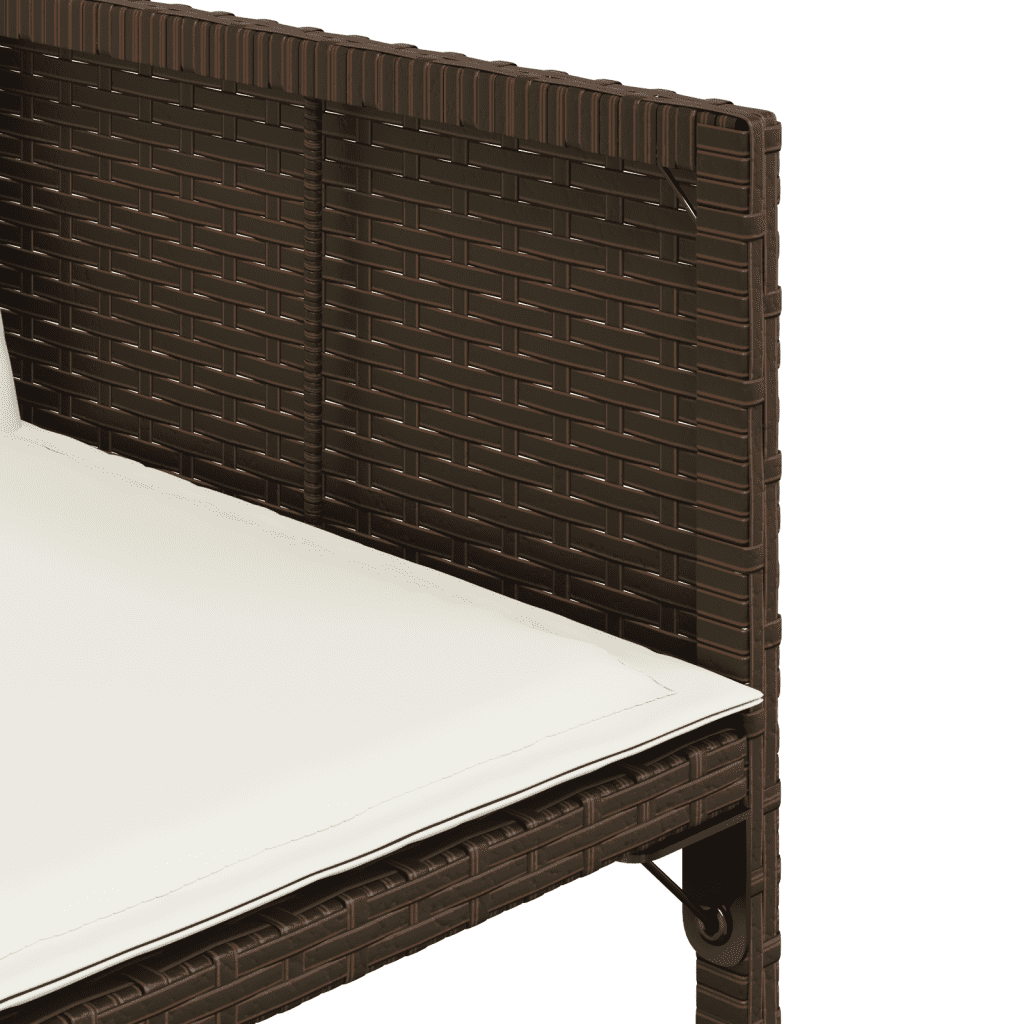 vidaXL 9 Piece Garden Dining Set with Cushions Brown Poly Rattan 6