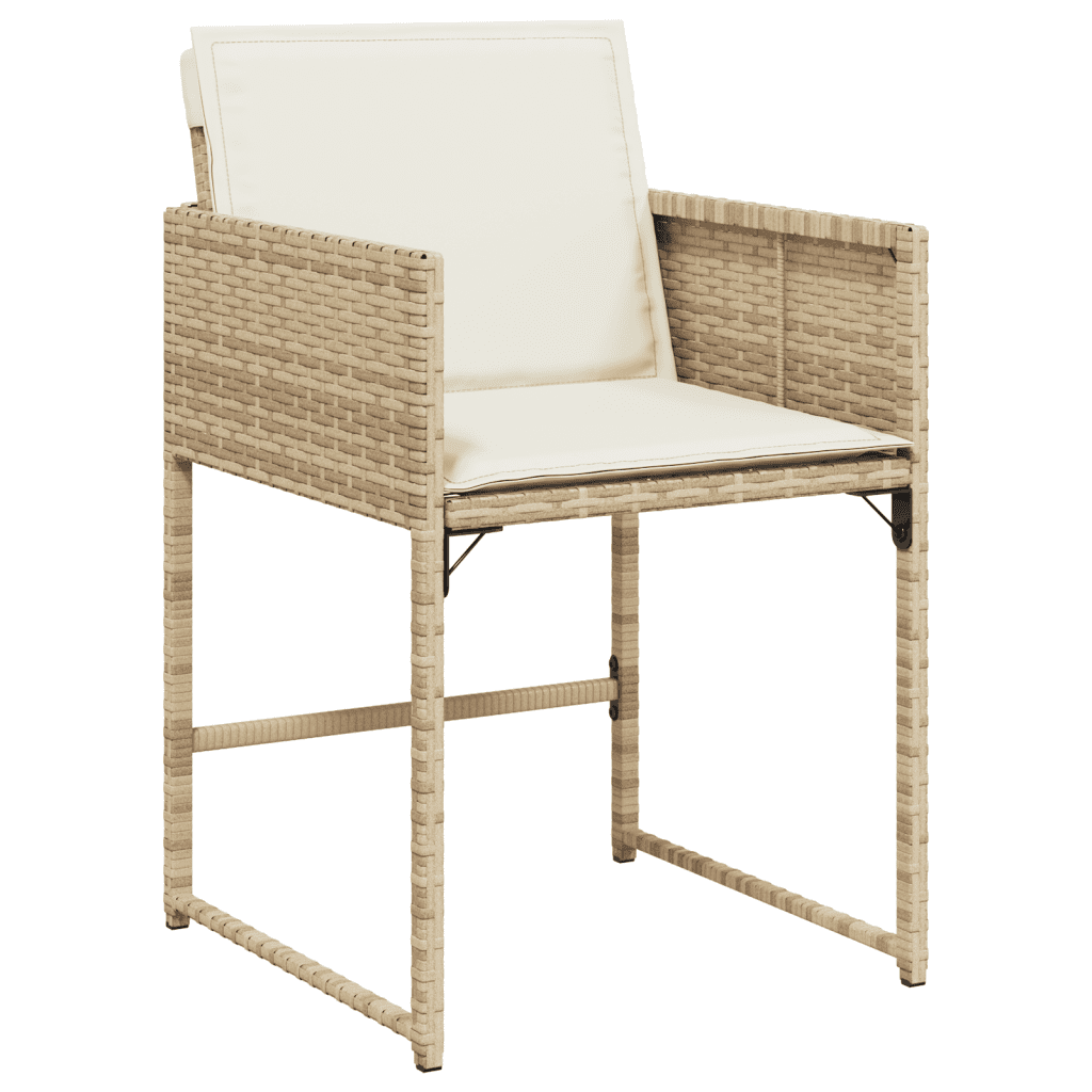 vidaXL 9 Piece Garden Dining Set with Cushions Beige Poly Rattan 3
