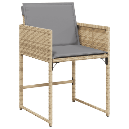 vidaXL 9 Piece Garden Dining Set with Cushions Mix Beige Poly Rattan 3