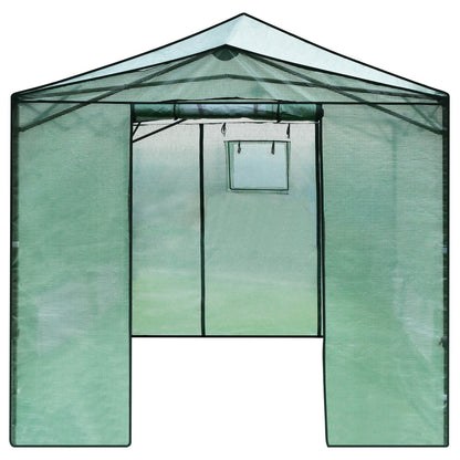 364 x 243 cm Folding Pop-up Greenhouse Walk-in with Zippered Doors-Green